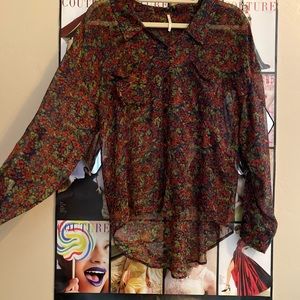 Sheer free people rose blouse
